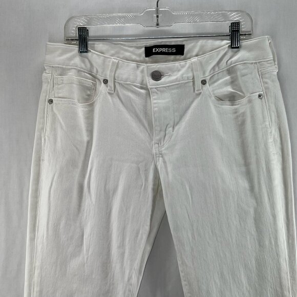 Express Low Rise Barely Bootcut Jeans Womens 10R Stretch Denim Minimalist White - Picture 3 of 12